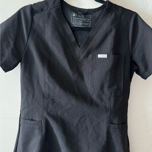 Figs black three pocket scrub top